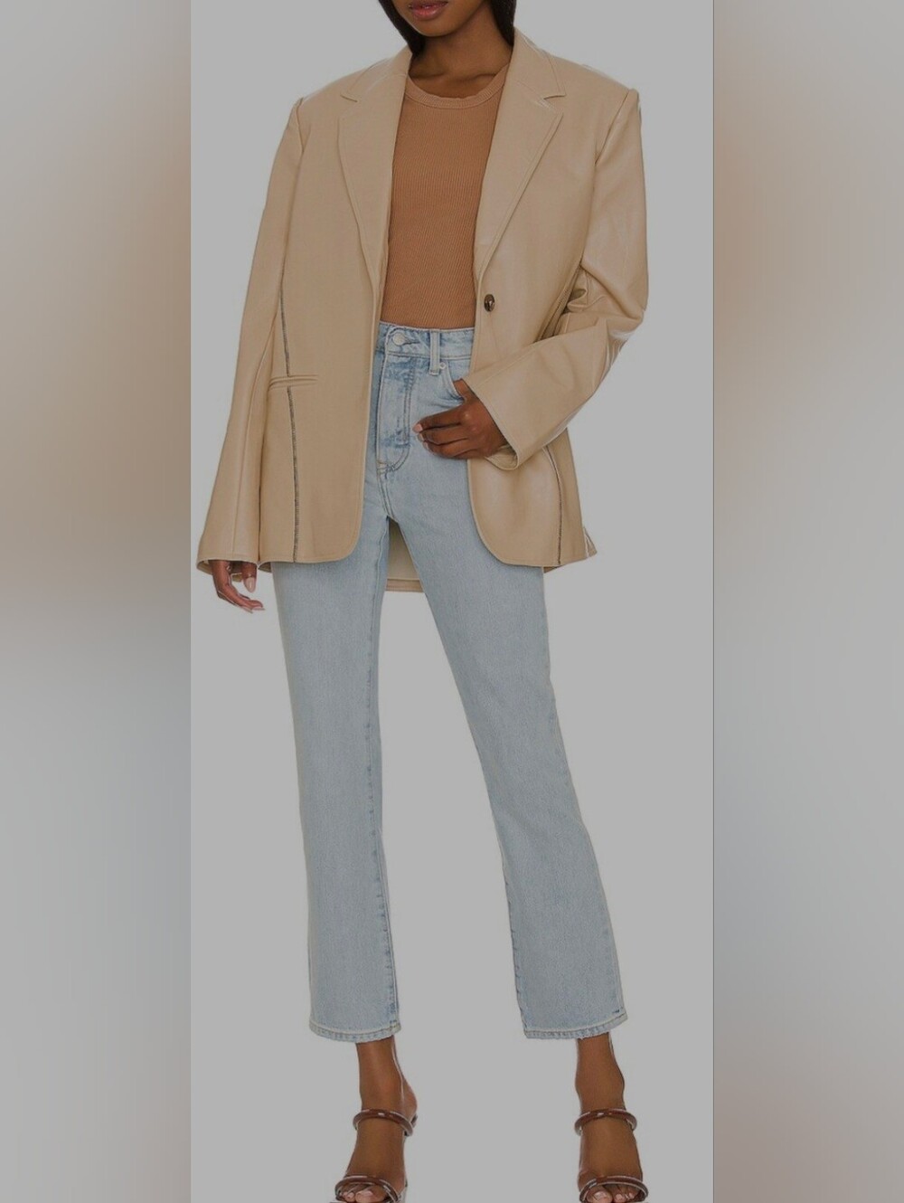 Lovers & Friends Reese Highrise  Straight Palm Wash Button Fly Jean Cropped 24